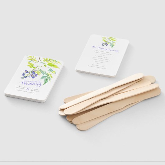 Éventail Vigne fleurie violette fleurs programme de mariage (Non-assemblé)