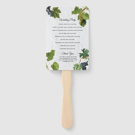 Éventail Vignoble de raisins Programme de mariage de l'île (Dos)