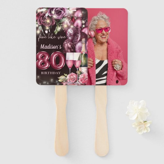 Éventail Vin de luxe 80e anniversaire Photo (Devant et derrière)