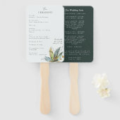 Éventail Vins romantiques minima Jardin Vert Bleu Programme (Devant et derrière)