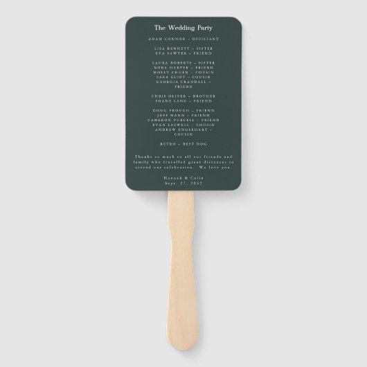 Éventail Vins romantiques minima Jardin Vert Bleu Programme (Dos)