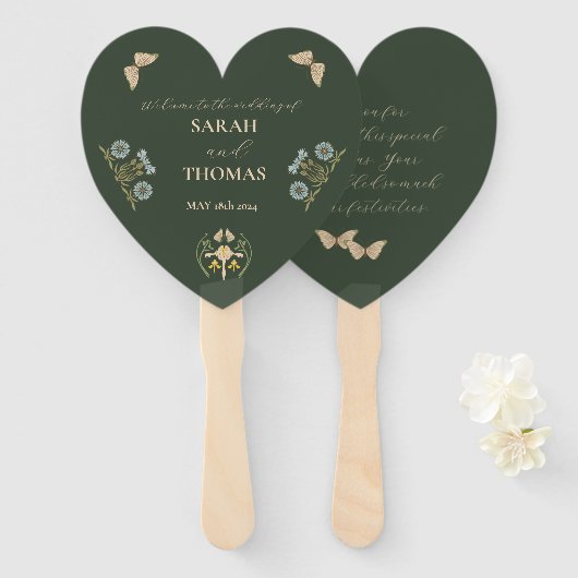 Éventail Vintage Art Nouveau Floral Mariage (Devant et derrière)