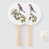Éventail Vintage de beaux oiseaux sur une branche (Devant et derrière)