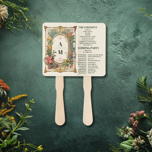 Éventail Vintage Floral Art Nouveau Mariage