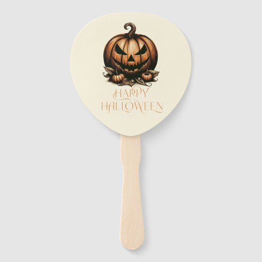 Éventail Vintage heureux citrouille Halloween (Devant)