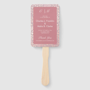 Éventail Vintage Pastel rose argent Mariage floral