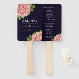 Éventail Vintage Peonies rose et programme de mariage de la