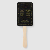 Éventail Vintage Whimsical Black & Gold Wedding Programme d (Dos)