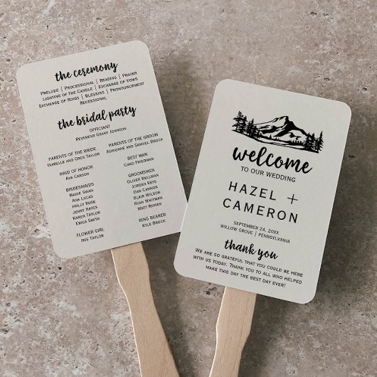 Éventail Vintage Wilderness Wedding Programme