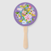 Éventail Violet Floral Romantique Mariage Fans invités (Dos)