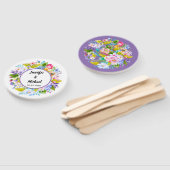 Éventail Violet Floral Romantique Mariage Fans invités (Non-assemblé)