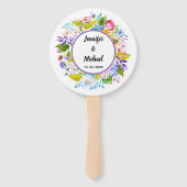 Éventail Violet Floral Romantique Mariage Fans invités (Devant)