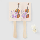 Éventail Violon, Chaussures de Ballet, Fleurs et Papillons (Devant et derrière)