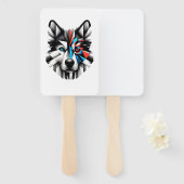 Éventail Visage de Husky Géométrique Design d'Art Moderne (Devant et derrière)