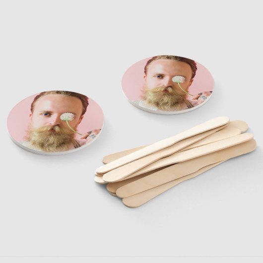 Éventail Visage personnalisé amusant sur un bâton Bachelore (Non-assemblé)