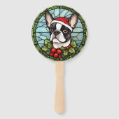 Éventail Vitrail de Noël Boston Terrier (Devant)