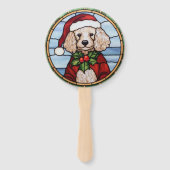 Éventail Vitrail de Noël Caniche (Dos)