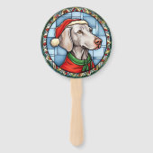Éventail Vitrail de Noël Weimaraner (Dos)
