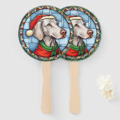 Éventail Vitrail de Noël Weimaraner (Devant et derrière)