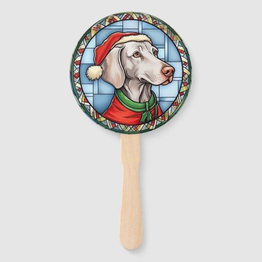Éventail Vitrail de Noël Weimaraner (Devant)
