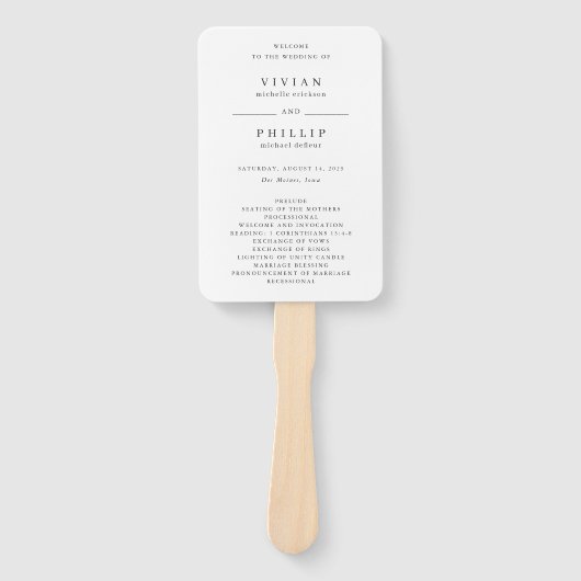Éventail Vivian Simple Elegant Wedding Programme (Devant)