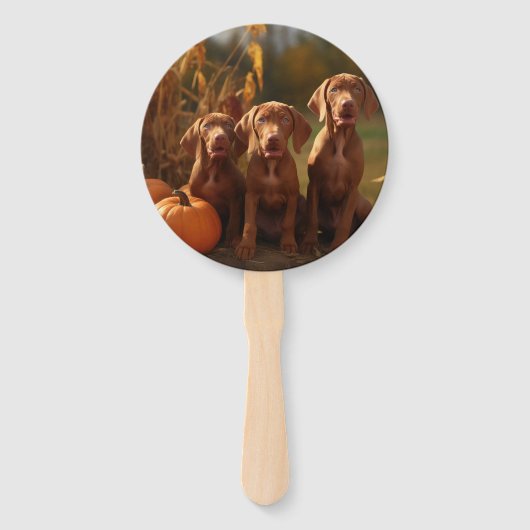 Éventail Vizsla Chiot Automne Citrouille délice (Devant)