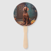 Éventail Vizsla Citrouille Halloween effroi (Devant)