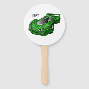 Éventail Voiture de sport verte avec illustration airfos