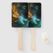 Éventail Vol de libellule verte lumineuse (Devant et derrière)