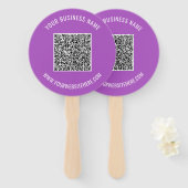 Éventail Votre code QR et ventilateur à main à texte person (Devant et derrière)