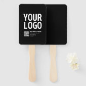 Éventail Votre logo avec QR code et texte modifiables (Devant et derrière)