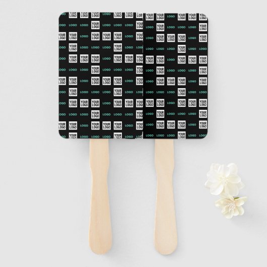 Éventail Votre logo ou image | Zig Zag Motif avec deux imag (Devant et derrière)