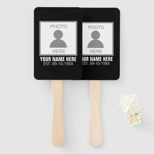 Éventail Votre photo ici Nom et âge (Devant et derrière)