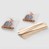 Éventail Votre propre photo Monogramme de bois rustique Gra (Non-assemblé)