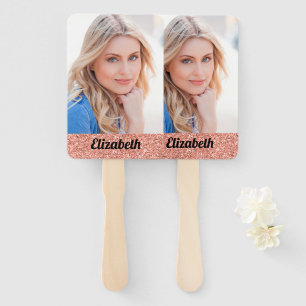 Éventail Votre Propre Photo Rose Girly Monogramme Graduatio