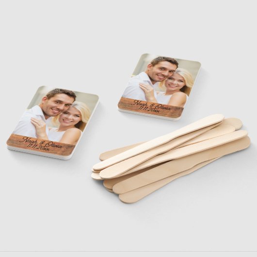 Éventail Votre propre photo Rustic Engagé Monogramme Mariag (Non-assemblé)