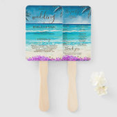 Éventail Watercolor Beach Blue Ocean Programme Ensemble de  (Devant et derrière)