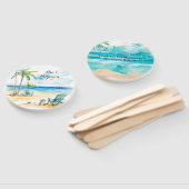 Éventail Watercolor Beach Scene Mariage (Non-assemblé)