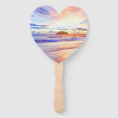 Éventail Watercolor Beach Sunrise Mariage (Dos)