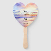 Éventail Watercolor Beach Sunrise Mariage (Devant)