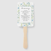 Éventail Watercolor Blue Wildflowers Wedding Programme (Dos)