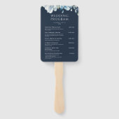 Éventail Watercolor Blue Winter Floral Wedding Programmes (Dos)