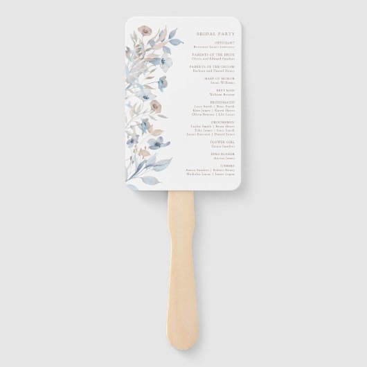 Éventail Watercolor Boho Wedding Programme (Dos)