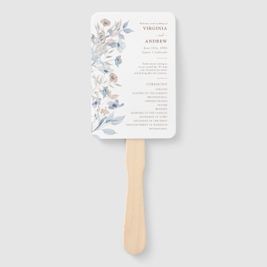 Éventail Watercolor Boho Wedding Programme (Devant)