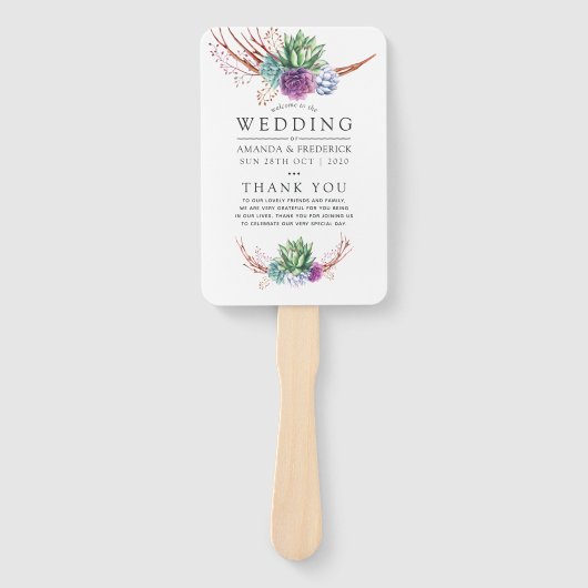 Éventail Watercolor Desert Succulents Wedding Programme (Devant)