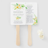Éventail Watercolor Frangipani Programme de mariage Mariage (Devant et derrière)