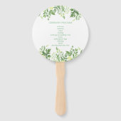 Éventail Watercolor Green Floral Garden Programme de mariag (Dos)