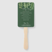 Éventail Watercolor Green Programme de mariage vert émeraud (Dos)