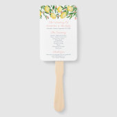 Éventail Watercolor Lemons Pink Text Wedding Programme (Devant)