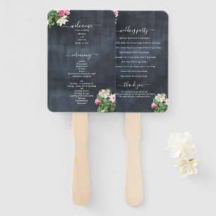 Éventail Watercolor Magnolia Fleurs Programme de mariage